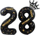 40 Inch Black Foil Balloon Number 28,Crown 28th Birthday Party Decorative Balloons,Number Large Numbers Balloon 28,Girls Boys 28th Birthday Decoration Anniversary Wedding 28th Birthday Party Supplies