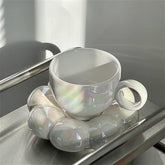 Premium Ceramic Coffee Mug Tea Cup Water Cup,with Saucer Ceramic Creative Flower Tea Cup Saucer Set Kitchen Office Tableware Birthday Gifts Cups Set(Color:Yellow) (Color : B) (Color : Yellow)