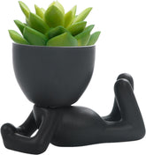 Face Flower Pot Head Planter - Mini Indoor Ceramic Pots with Holes | Lovely Human Shape Modern Decorative Planter Pot for Indoor Flower, Plant, Cactus Bonsai