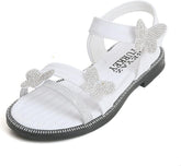Toddler Girls Butterfly Sandals Summer Outdoor Closed Toe Soft Rubber Sole Beach Water Shoes (White, 9.5 Little Child)