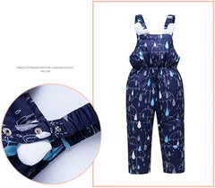 Children Winter Warm Ski Snow Suits Overalls Down Jackets for Girls Outerwear Coat + Jumpsuit