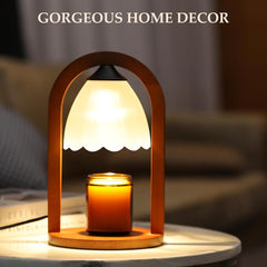 Candle Warmer Lamp with Timer and Dimmer,Electric Candle Lamp Warmer for Jar Candles,Birthday Gifts for mom and Women, Bedroom Home Decor,Melt Warmer for Scented Wax with 3 Bulbs( Retro Wooden Base)