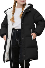 Girls' Zip-Up Winter Coats Fur Hooded Warm Quilted Puffer Coat Thicken Padded Down Water-Resistant Outerwear 2-11Y