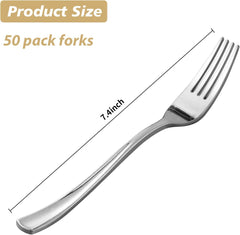 Goodluck 50 Pack Gold Plastic Forks, Heavy Duty Forks Disposable, Plastic Cutlery Perfect for Weddings, Parties, Dinners and Thanksgiving