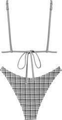 seamoly Women's Bikini Sets Tie Back Bowknot Two Piece Swimsuits Triangle Thong Bathing Suit Gingham Floral Cherry Printing