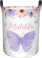 Personalized Laundry Basket for Nursery, Custom Nursery Laundry Hamper with Name, Customize Baby Clothes Circular Hamper for Boys Girls Room Decor, Mallard Duck