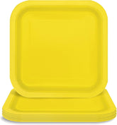 Unique Premier Style Neon Yellow Square Paper Dinner Plates - 9" (Pack of 8) - Vibrant Design, Ideal for Parties and Special Events