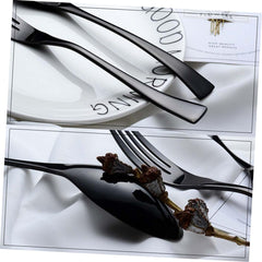 Black Forks and Spoons Stainless Steel Dinner Forks for Tableware Western Cutlery Office School