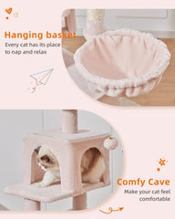 Taoqimiao Cat Tree,38.5-Inch Cat Tower for Indoor Cats,Suitable for Kittens with Luxurious cat condo with Adjustable Baskets and Luxurious Perch MS029SG Smoky Gray