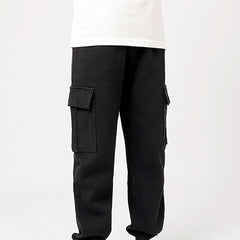 Boys Girls Trousers Elastic Waist Multiple Pockets Work Clothes Cotton Sweatpants Jogging Tracksuit Pants