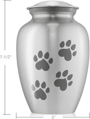 Reminded Pet Cremation Urns for Dog and Cat Ashes, Memorial Paw Print Urn - Extra Small Keepsake Silver
