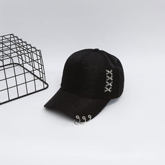 Iron Ring Crossed Hip Hop Hat Adjustable Long Brim Baseball Cap Outdoor Sports Sunscreen Sun Hats for Women Men