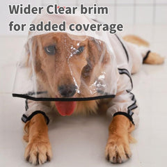 Selena Pregnant Dog Rainwear Raincoat Waterproof Hooded Clear Jacket Large Pet Outdoor Apparel (Medium,Clear)