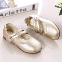 Girls Solid Dress Shoes Leather Mary Jane Shoes for Girl Ballet π
lats Back to School Princess Wedding Shoes
