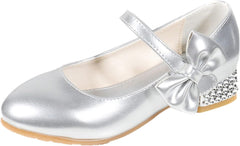 Girls Mary Jane Dress Shoes for Kids Bowknot Hook and Loop Low Heel Flower Girl Wedding Flat𝘀 Princess Shoes