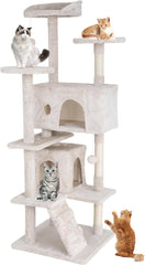 Cat Tree 70 Inches Cat Tower for Indoor Cats Multi-Level Cat Condo with Litter Box Enclosure,Scratching Posts for Indoor Cats (Ashy)