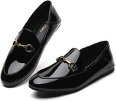 Casual Buckle Loafers for Women Work Flats Round Toe Business Backless Ballet Flats Metal Décor Driving Slip on