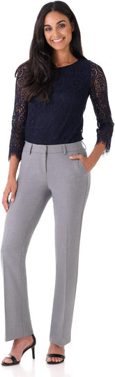Rekucci Women's Smart Stretch Desk to Dinner Straight Leg Pant w/Zipper Closure