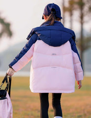Girls Down Winter Coat Kids Hooded Padded Jackets Outdoor Insulated Puffer Outerwear