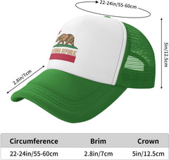 California Republic Mesh Trucker Hat Men Baseball Cap Men Ponytail Hat Women Dad Hat Adjustable Sun Hat Black