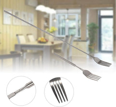 Extendable Stainless Steel Long Handle Fork Lightweight Portable, Adjustable Length 8.7-25.2in for BBQ Dinner Dessert, Ideal Cutlery for Various Foods