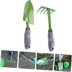 Children's 2-Piece Garden Hand Tool Set Iron Mini Shovel and Rake for Planting Suitable for Indoor and Outdoor Gardening