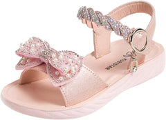 Kids Sandals Children Shoes Summer with Diamond Sandals Fashion Little Girls Soft Soles Children Shoes Medium Size (Silver, 11 Little Child)