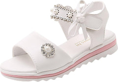 Girls Sandals Open Toe Cute Flat Dress Sandals Strappy Summer Outdoor Beach Shoes Toddler/Little (Pink, 12 Little Child)