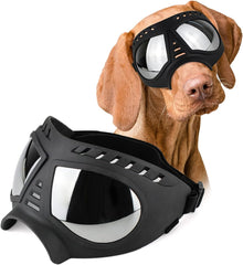 Dog Goggles Medium or Large Dog Sunglasses Anti-UV Waterproof Windproof Snowproof Eye Protection Dog skiing Eyewear for Long Snout Dogs (Black)