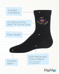 MeMoi Boys Stitched M Crest Solid Color Dress Crew Socks