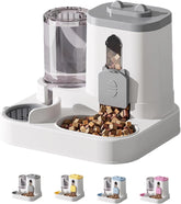 Automatic Dog Cat Feeder and Water Dispenser Water Drinker 2 in 1 Automatic Cat Feeder, Cats Feeders and Waters Dispenser, for Small Medium Dog Puppy Kitten (Pink)