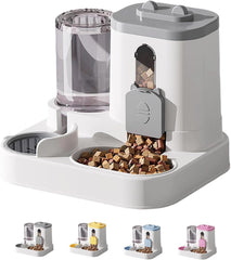 Automatic Dog Cat Feeder and Water Dispenser Water Drinker 2 in 1 Automatic Cat Feeder, Cats Feeders and Waters Dispenser, for Small Medium Dog Puppy Kitten (Pink)