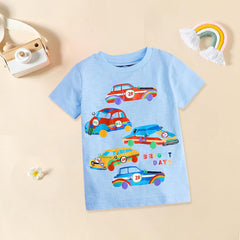 Toddler Boys' Short Sleeve Tees Cotton Casual Car Graphic Crewneck Summer Top Clothes T Shirts Short Sleeve