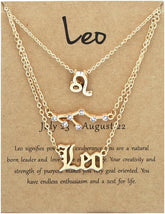 3 PCS Gold Layered Necklaces for Women, Gold Constellation Stackable Necklaces, Stylish Astrological Jewelry(Leo/Pisces)