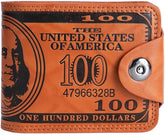Men's US Dollar Wallet Bill Money Bifold Safe Purse,Billfold Leather Credit Card Photo Holder with Magnetic Buckle (Orange)