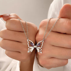 Elegant Butterfly Pendant 925 Sterling Silver Necklace for Women, Zirconia Inlaid Tassel Design, Hypoallergenic, Versatile Wear for Daily & Vacation