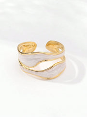 Two Tone Cuff Ring for Women Minimalist Adjustable Open Band Fashion Jewelry