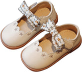 Fashion Summer Children Sandals Girls Casual Shoes Round Toe Low Heel Hook Loop Rhinestone Bow Toddler Slippers Size 5 (Beige, D)