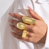 Crystal-Clear Irregular Ring Set, Contemporary Minimalist Design, Sophisticated Hand Jewelry