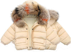 Baby Boy Girl Winter Coat Thick Warm Fleece Lined Hooded Puffer Jacket Fur Collar Down Outerwear Toddler Snowsuit