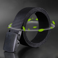 Men's Canvas Web Belt Stretchable Nylon Belt Plastic Buckle for Outdoor Work