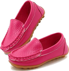 WUIWUIYU Boy's Girl's Slip-on Loafers Flats Oxford Shoes Solid Color Mocassins House Shoes