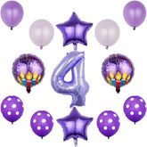 13pcs Balloon Party Supplies, 4th Birthday Party Supplies,Purple Number 4 Mylar Balloon,Large Birthday Decoration Balloon Set for Girls Baby Shower Home Party Decor - No. 4 Foil Balloons Bouquet