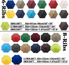 9.8ft/300cm Patio Umbrella Replacement Canopy 6 Arms/8 Arms Patio Replacement Parasol Canopy Cover Replacement Cloth for Cantilever Umbrella(Gray,6 ribs-2.7m(8.8ft))