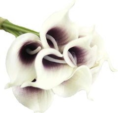 Artificial Plant Artificial Flowers Exquisite 1 Branch Calla Lily Bridal Bouquet Home Wedding Party Decor Home Decor-Purple-White