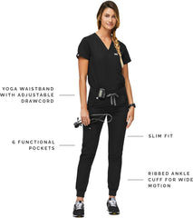 FIGS Zamora Jogger Scrub Pants for Women — Slim Fit, 6 Pockets, Yoga Waistband, Ribbed Ankle Cuffs, Anti-Wrinkle
