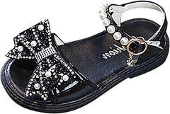 Toddler Sandals Summer Sandals Princess Girl Open Toe Sandals Bow Knot Children Fashion Soft Bottom Shoes (a-Silver, 7 Infant)