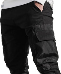 DGHM-JLMY Men's Skinny Cargo Pants Streetwear Hip Hop Joggers Sweatpants Splicing Pockets Tapered Pencil Pant