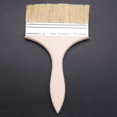 6"" Wide Bristle Hair Wooden Handle Paint Brush Wall Painting Tool, Silver