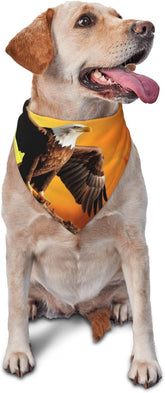 Golden Sunset Bald Eagle Dog Bandana Pet Scarf Accessories for Small Medium Dogs Cats Photo Prop, Triangle Pet Bandanas Adjustable Puppy Bib Washable Dog Kerchief Puppy Neckerchief